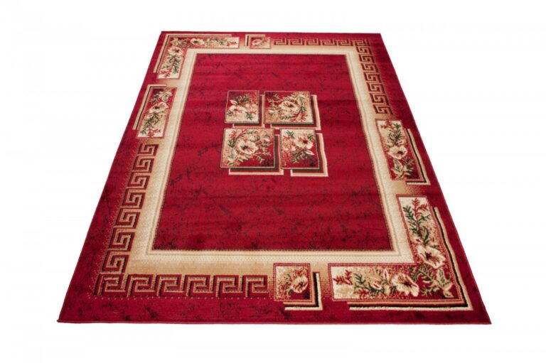 Teppich Atlas Rot Beige Klassisch Rahmen