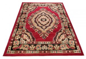Teppich Atlas Rot Beige Traditionell Rosette