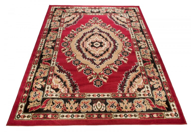 Teppich Atlas Rot Beige Traditionell Rosette