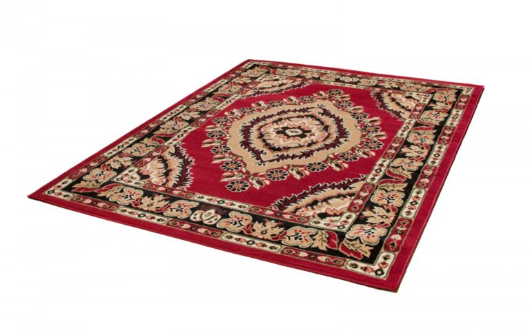 Teppich Atlas Rot Beige Traditionell Rosette