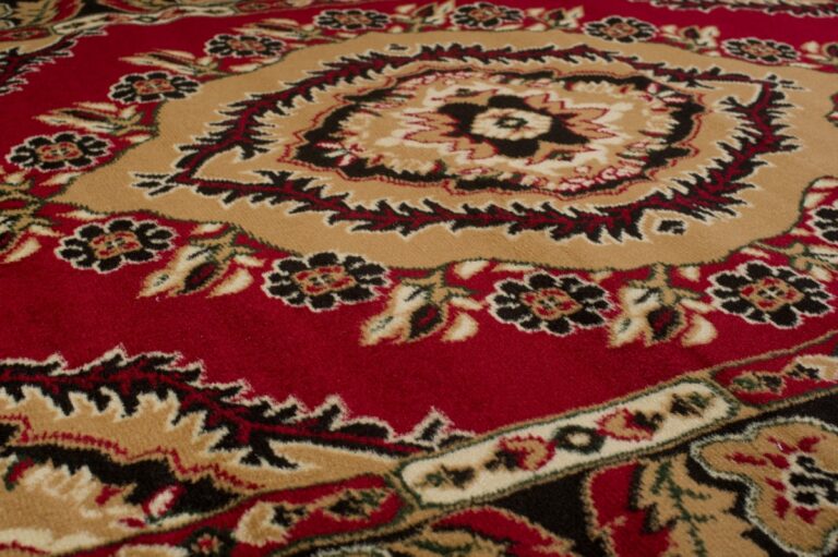 Teppich Atlas Rot Beige Traditionell Rosette