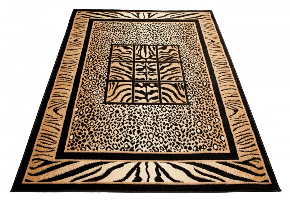 Teppich Atlas Schwarz Braun Tier Print Safari