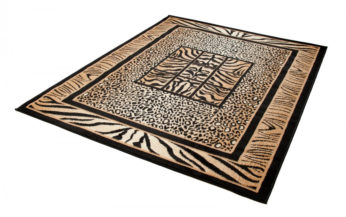 Teppich Atlas Schwarz Braun Tier Print Safari