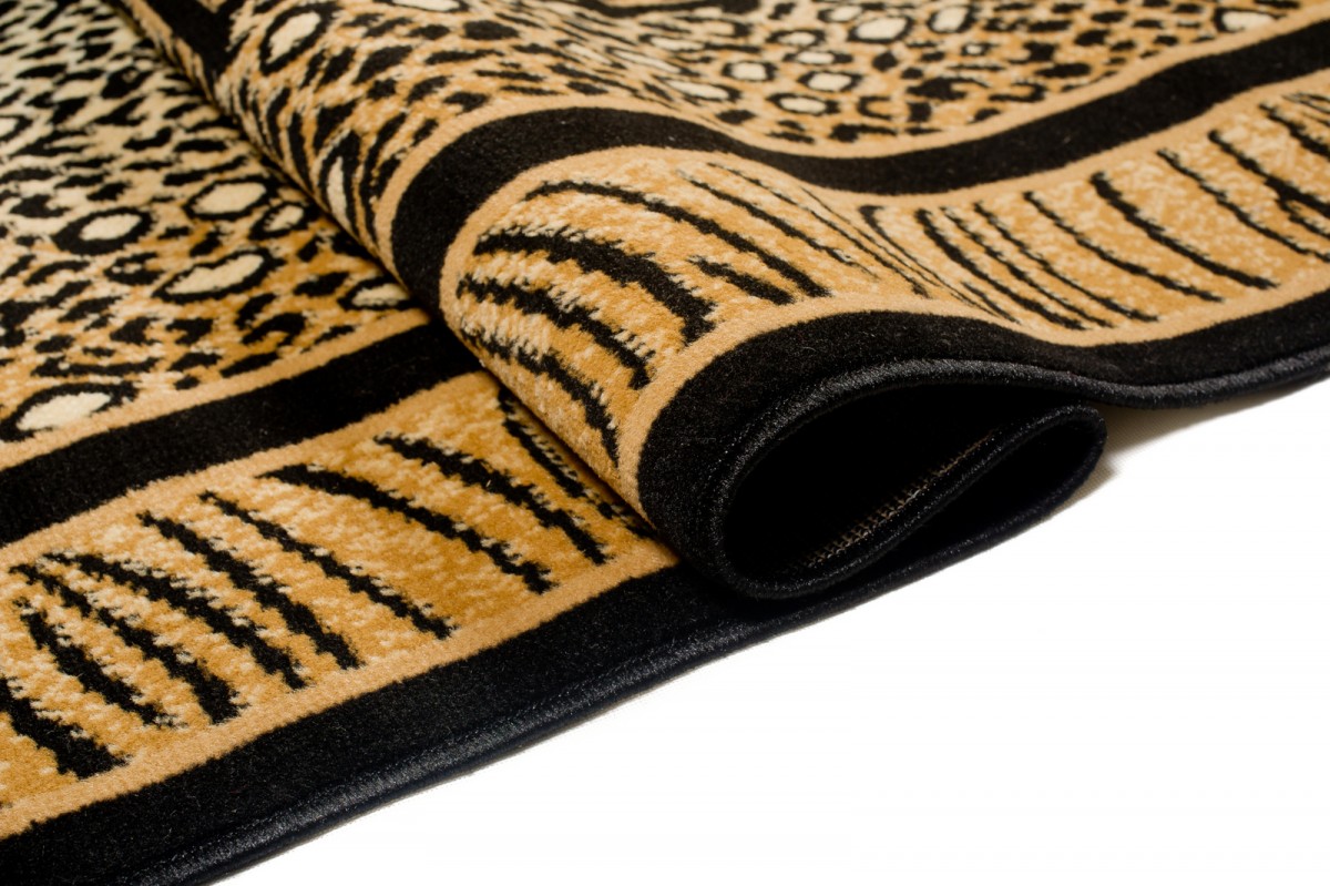 Teppich Atlas Schwarz Braun Tier Print Safari