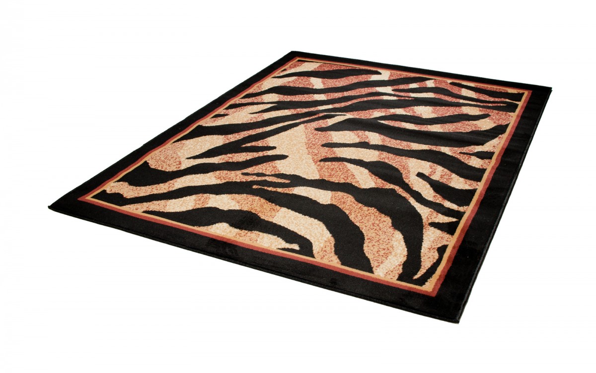 Teppich Atlas Schwarz Beige Tier Print Tiger