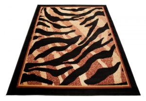 Teppich Atlas Schwarz Beige Tier Print Tiger