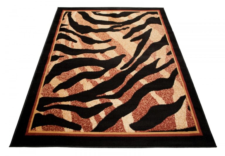 Teppich Atlas Schwarz Beige Tier Print Tiger