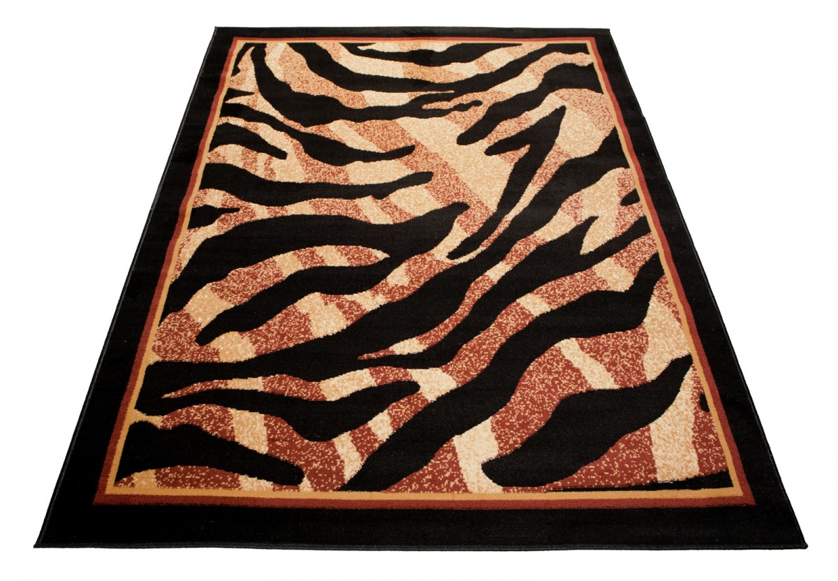 Teppich Atlas Schwarz Beige Tier Print Tiger