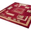 Teppich Atlas Rot Beige Geometrisch Blätter
