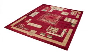 Teppich Atlas Rot Beige Geometrisch Blätter