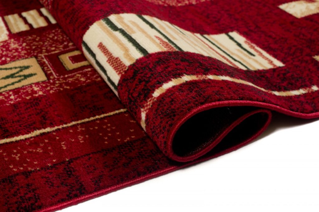Teppich Atlas Rot Beige Geometrisch Blätter