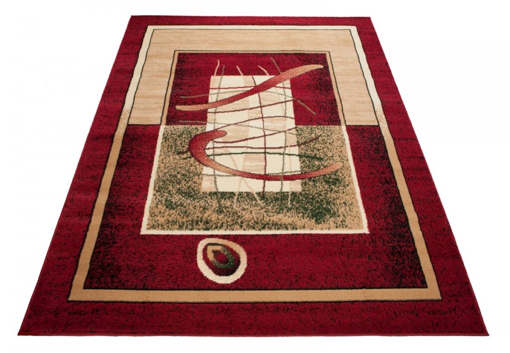 Teppich Atlas Rot Beige Abstrakt Rahmen