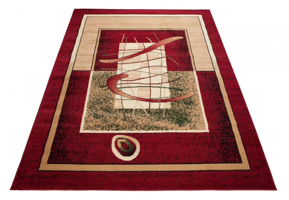 Teppich Atlas Rot Beige Abstrakt Rahmen