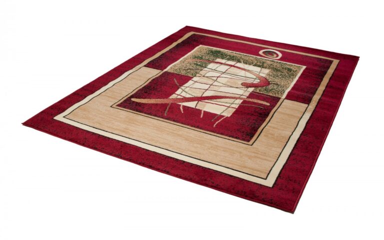 Teppich Atlas Rot Beige Abstrakt Rahmen