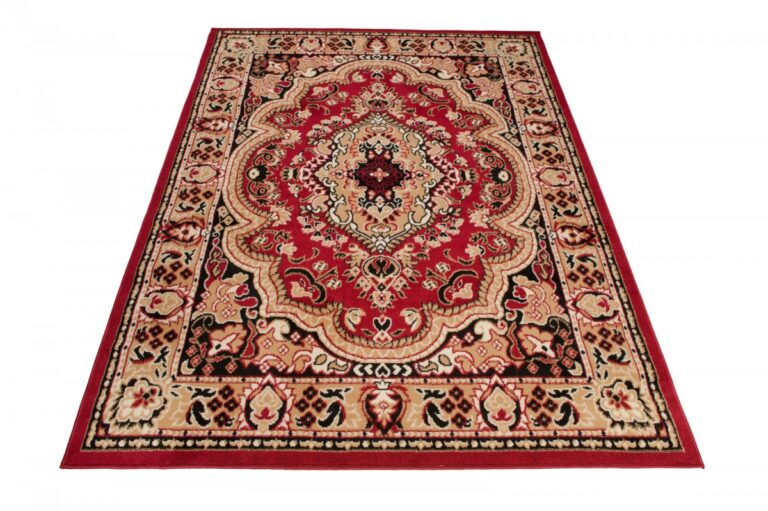 Teppich Atlas Rot Beige Traditionell Medaillon