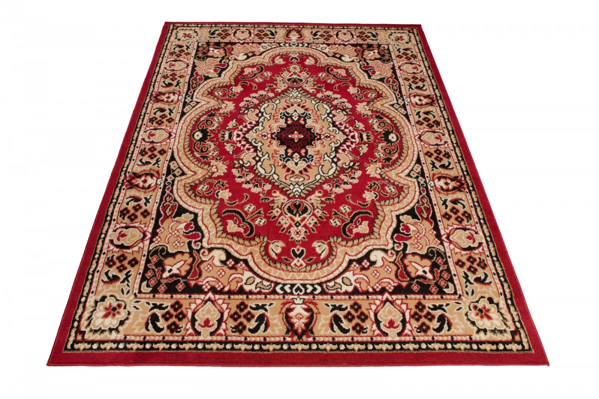 Teppich Atlas Rot Beige Traditionell Medaillon