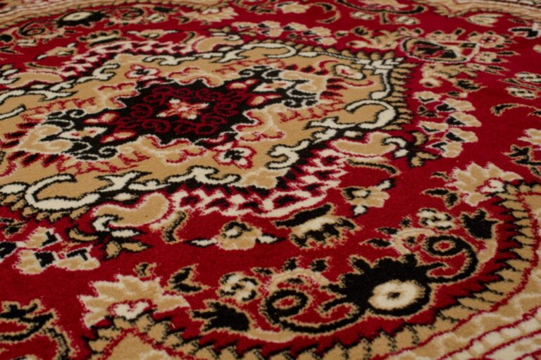 Teppich Atlas Rot Beige Traditionell Medaillon