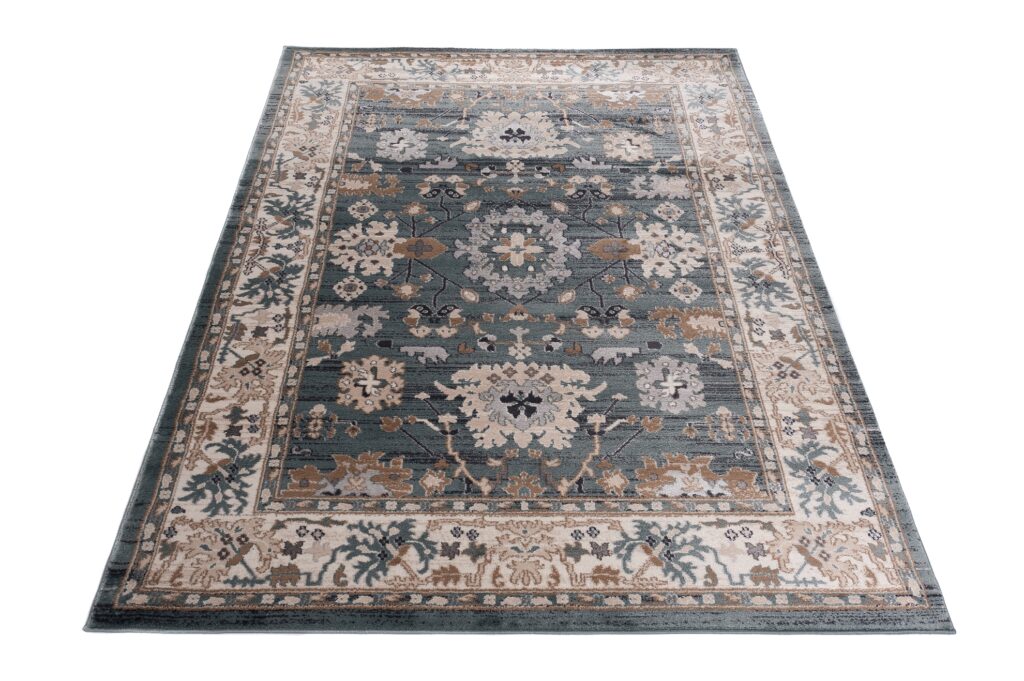 Teppich Colorado Classic Blau Beige Rahme