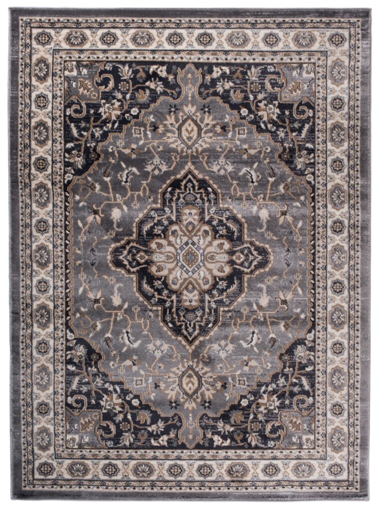 Teppich Colorado Traditionell Grau Creme Ornament
