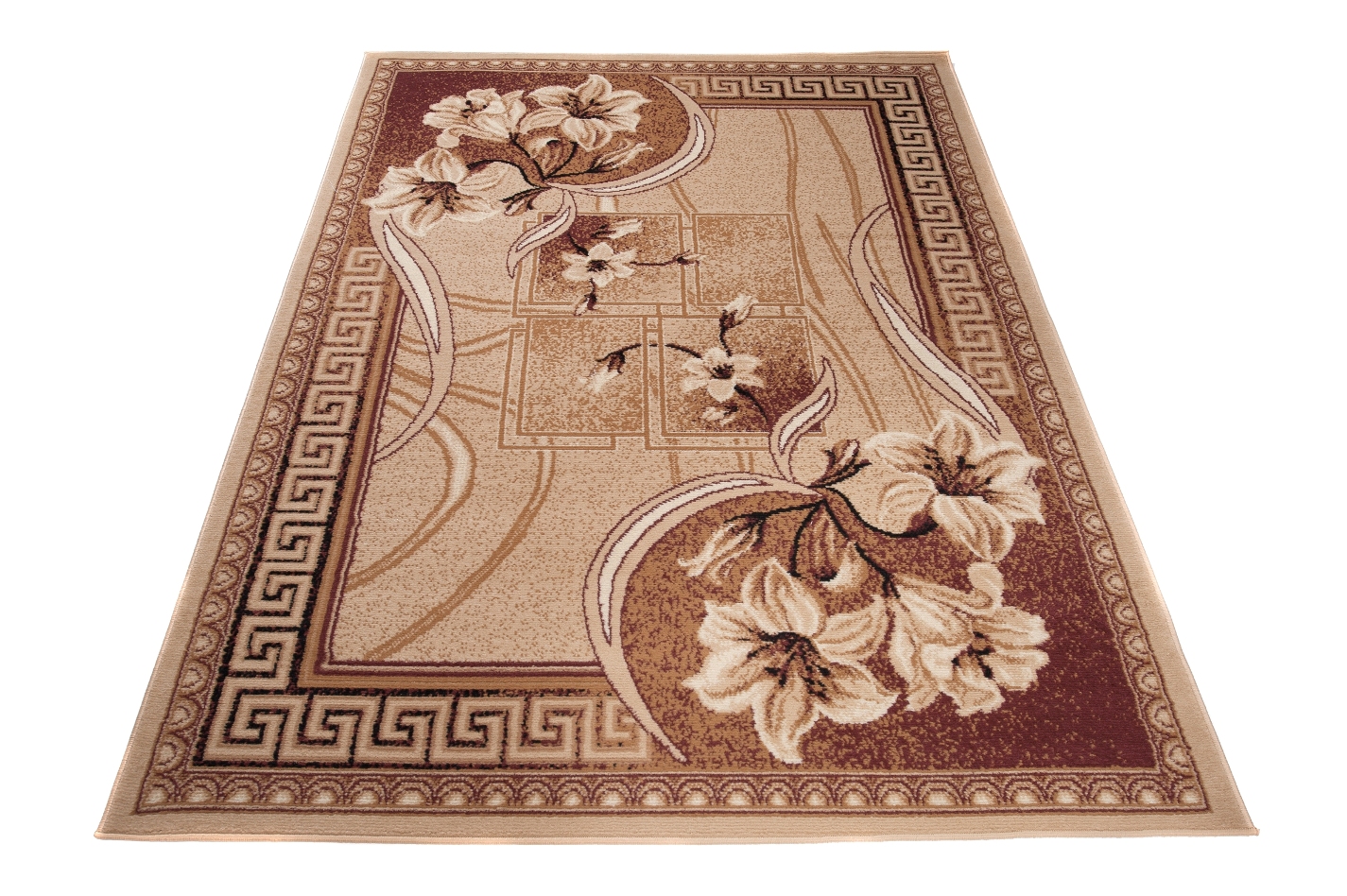 Teppich Atlas Beige Braun Klassisch Floral