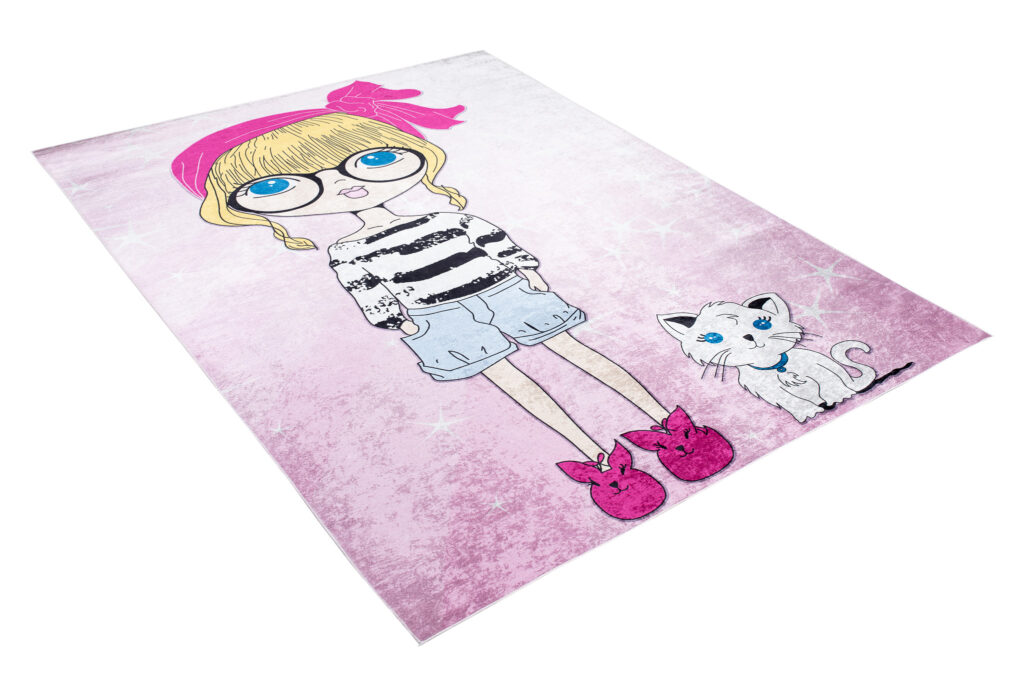 Teppich Emma Kinderzimmer Rosa Mädchen Katze