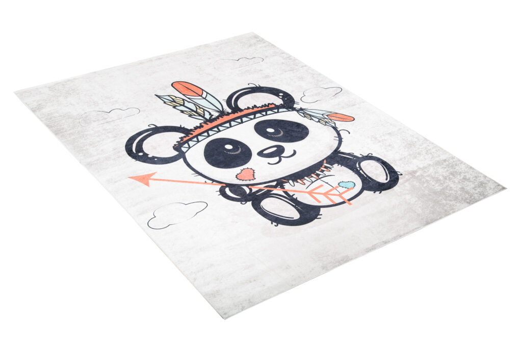 Teppich Emma Kinderzimmer Grau Meliert Panda