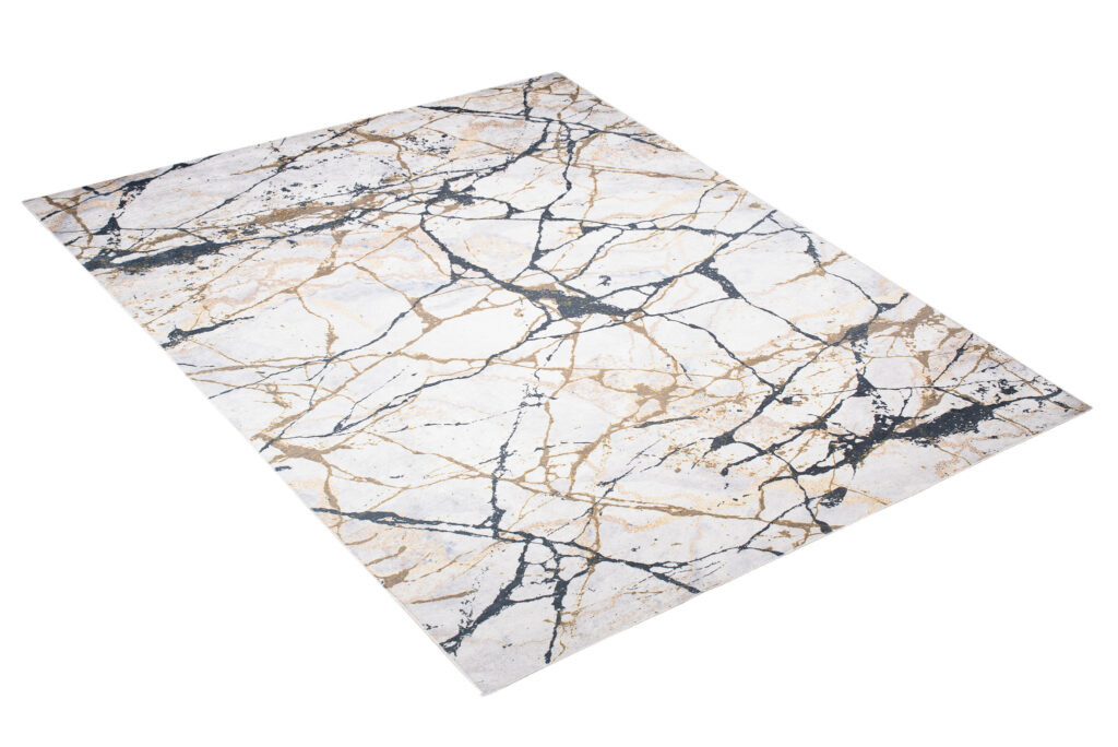 Teppich Toscana Creme Gold Schwarz Marmor