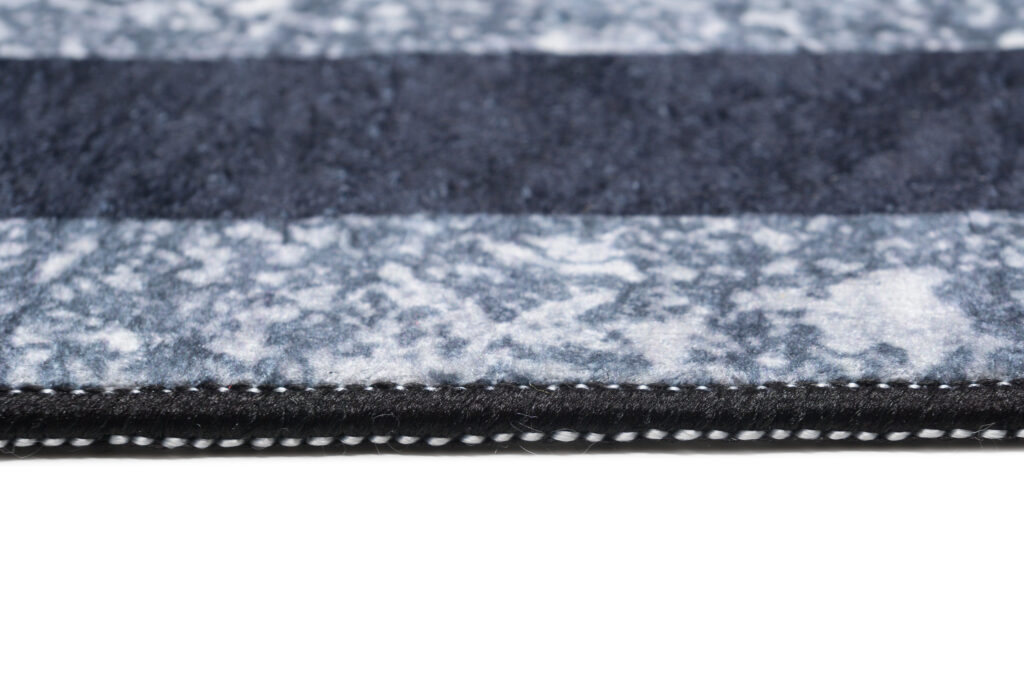 Teppich Toscana Fransen Grau Blau Rahmen
