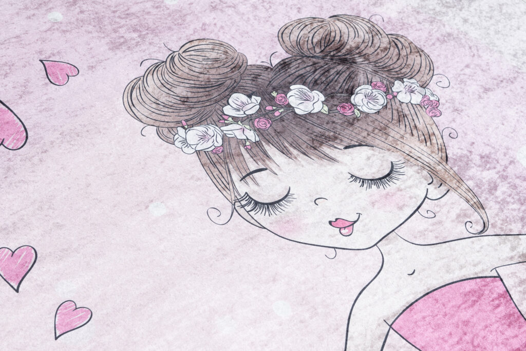 Teppich Emma Kinderzimmer Rosa Ballerina Katze Rutschfest