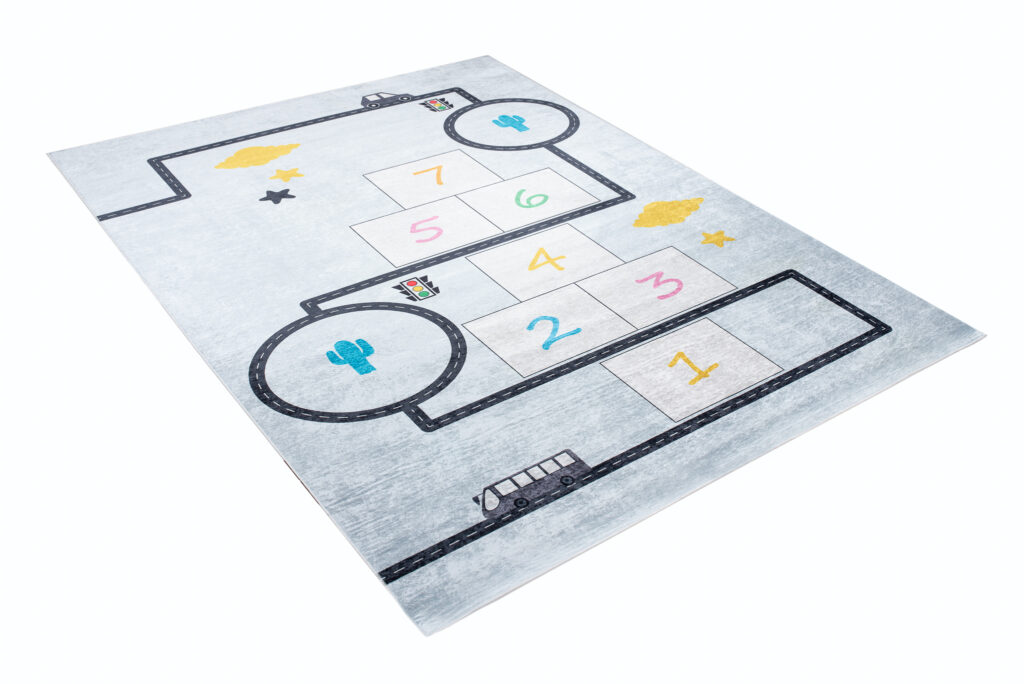 Teppich Emma Kinderzimmer Blau Grau Himmel und Hölle