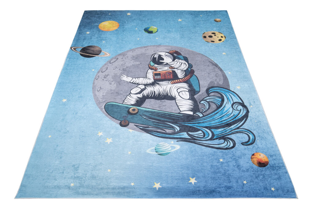 Teppich Emma Kinderzimmer Blau Kosmos Rutschfest