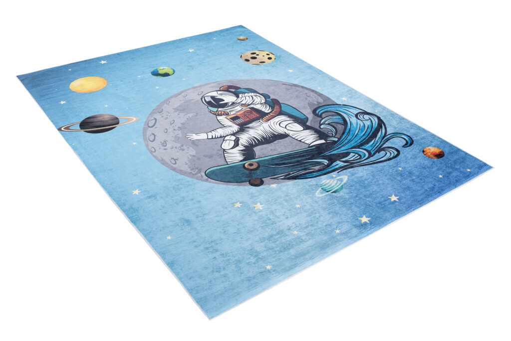 Teppich Emma Kinderzimmer Blau Kosmos Rutschfest