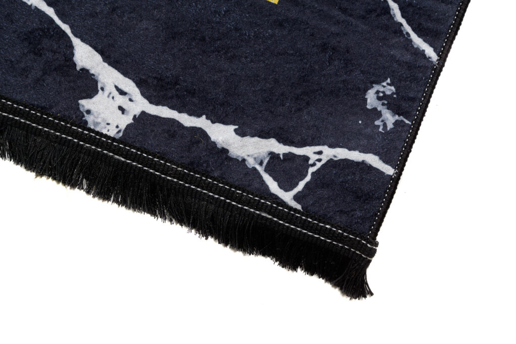 Teppich Toscana Fransen Schwarz Gold Rahmen