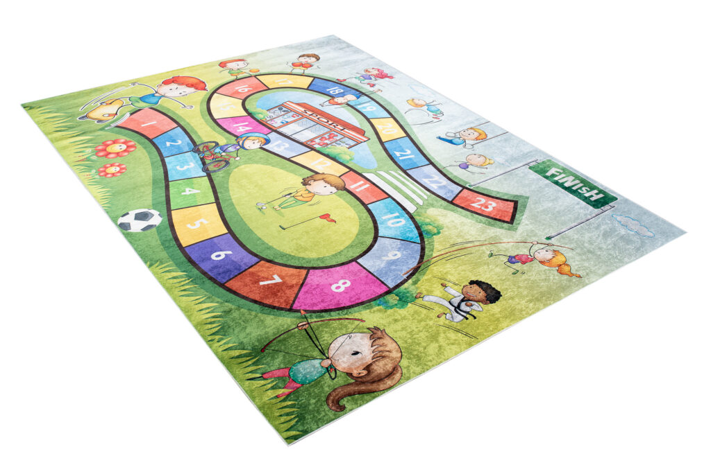 Teppich Emma Kinderzimmer Grün Rennen Rutschfest