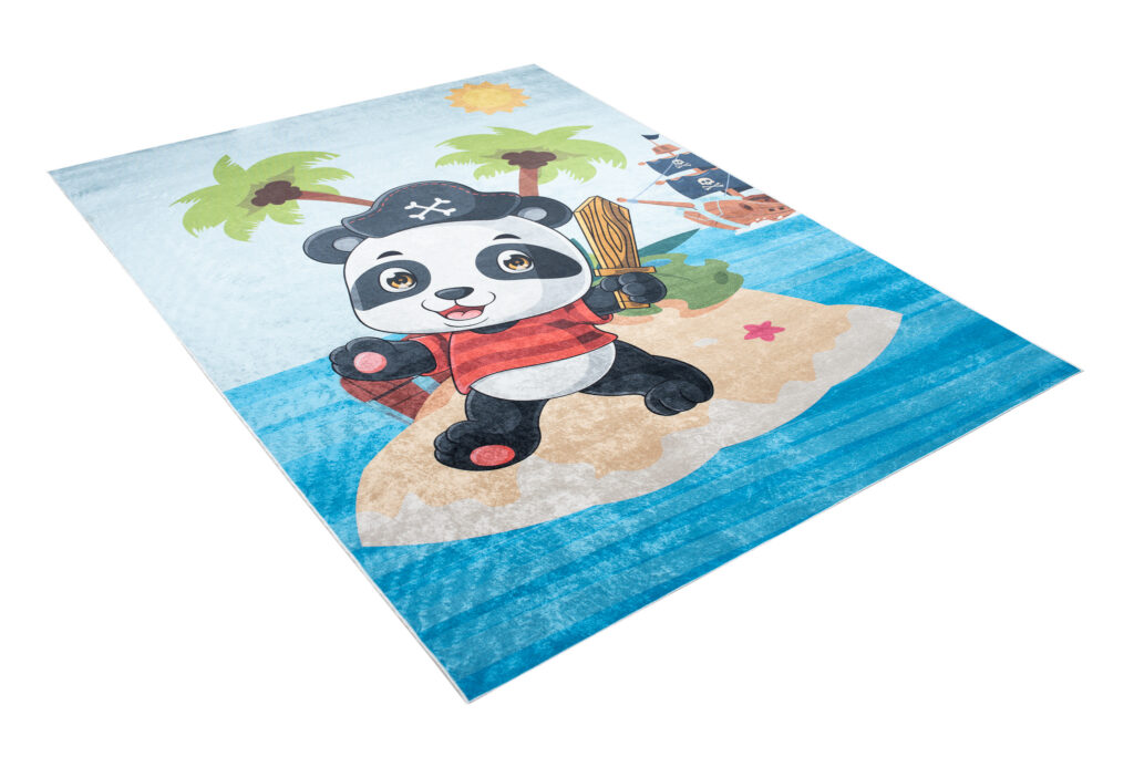 Teppich Emma Rutschfest Waschbar Panda Pirat