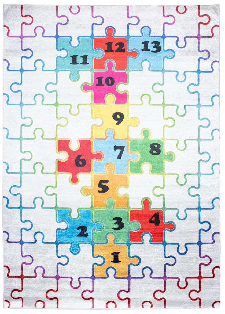 Teppich Emma Kinderzimmer Hell Puzzle Himmel und Hölle