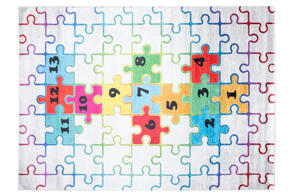 Teppich Emma Kinderzimmer Hell Puzzle Himmel und Hölle