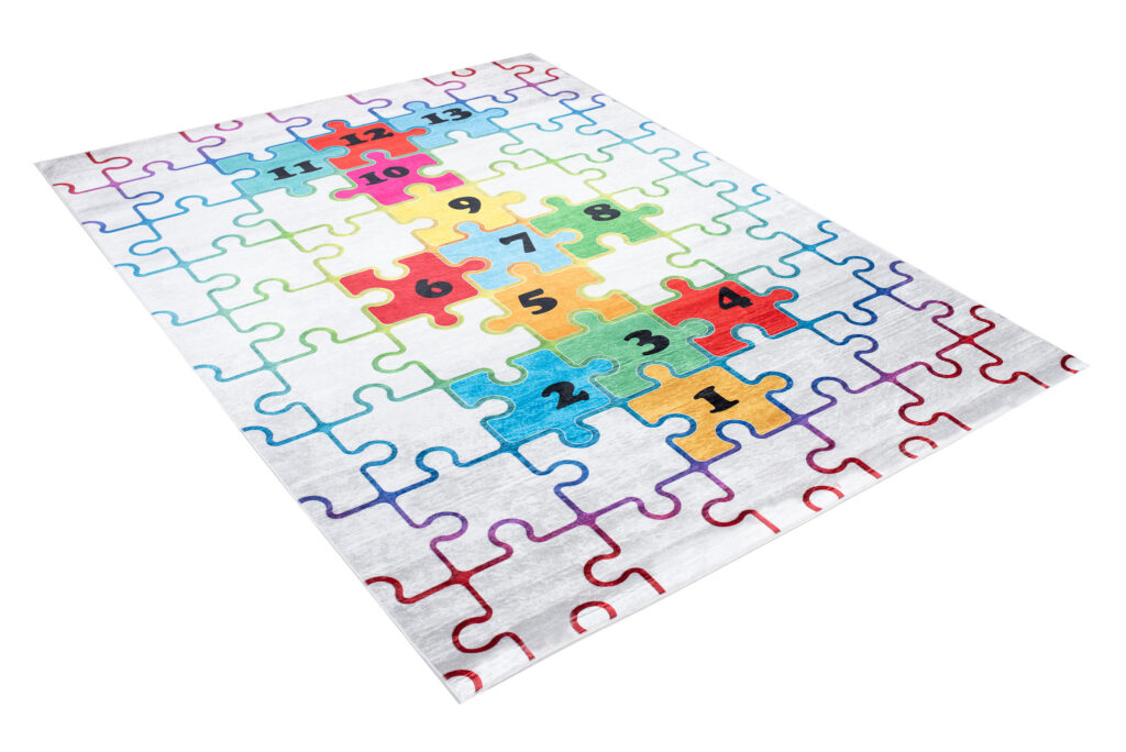 Teppich Emma Kinderzimmer Hell Puzzle Himmel und Hölle