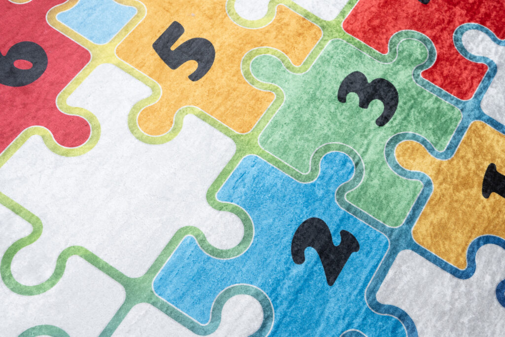 Teppich Emma Kinderzimmer Hell Puzzle Himmel und Hölle