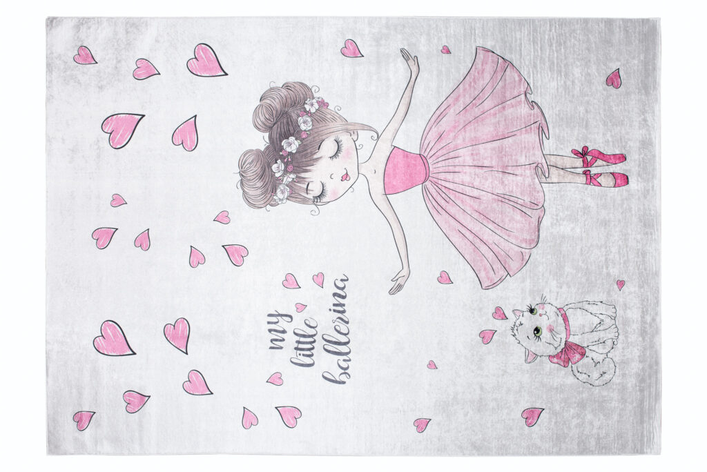 Teppich Emma Kinderzimmer Rosa Ballett Katze Rutschfest