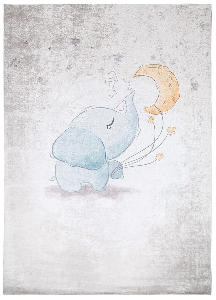 Teppich Emma Kinderzimmer Grau Elephant Mond Rutschfest