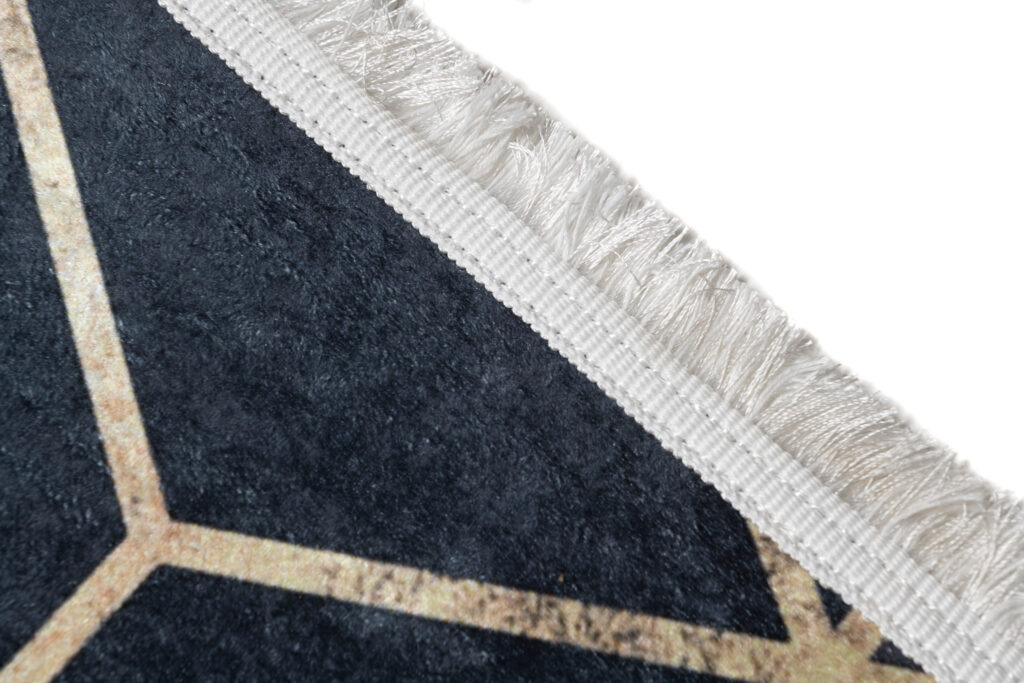 Teppich Toscana Grau Gold Würfel mit Fransen