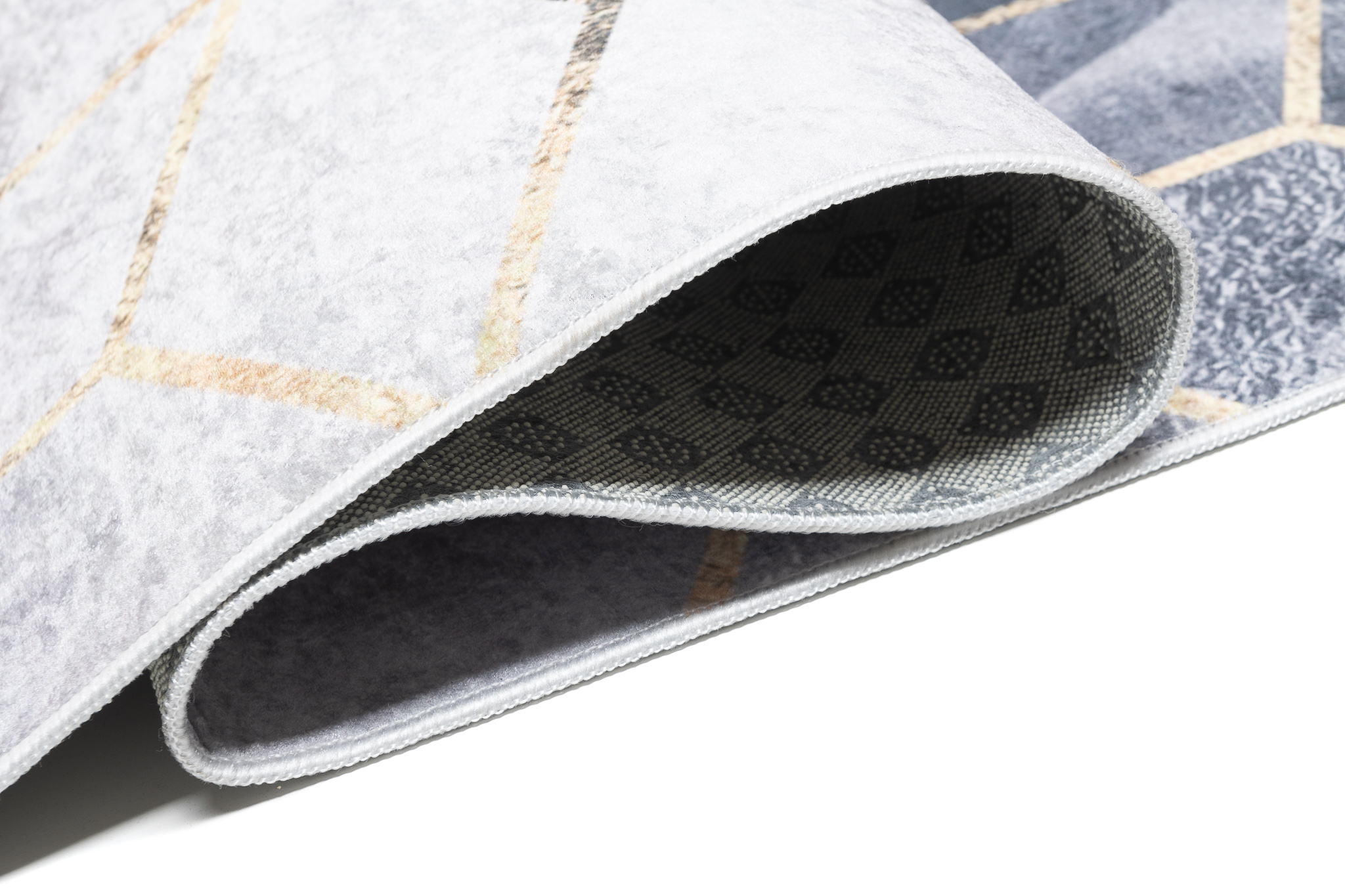 Teppich Toscana Grau Gold Würfel mit Fransen