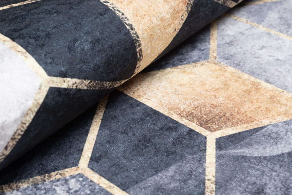 Teppich Toscana Grau Gold Würfel mit Fransen