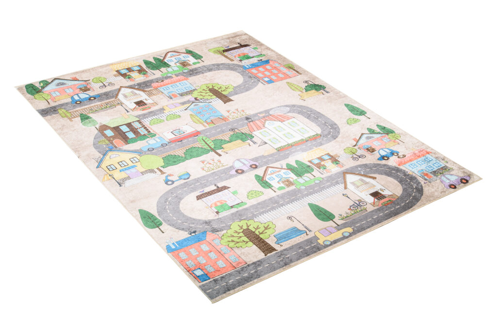 Teppich Emma Kinderzimmer Creme Pastellfarben Stadt