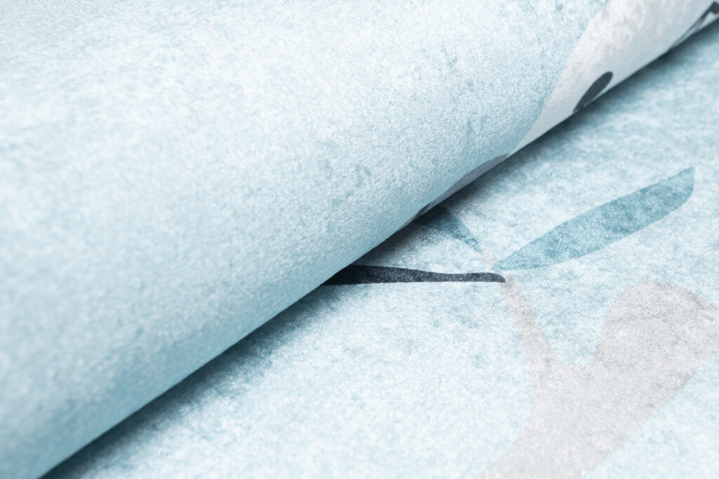 Teppich Emma Rutschfest Waschbar Blau Grau Panda