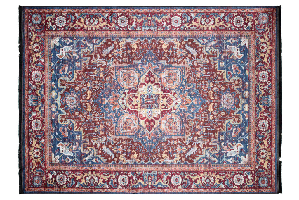 Teppich Victoria Fransen Rot Marineblau