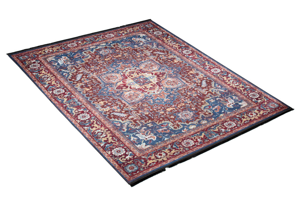 Teppich Victoria Fransen Rot Marineblau