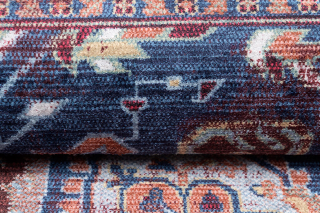 Teppich Victoria Fransen Rot Marineblau