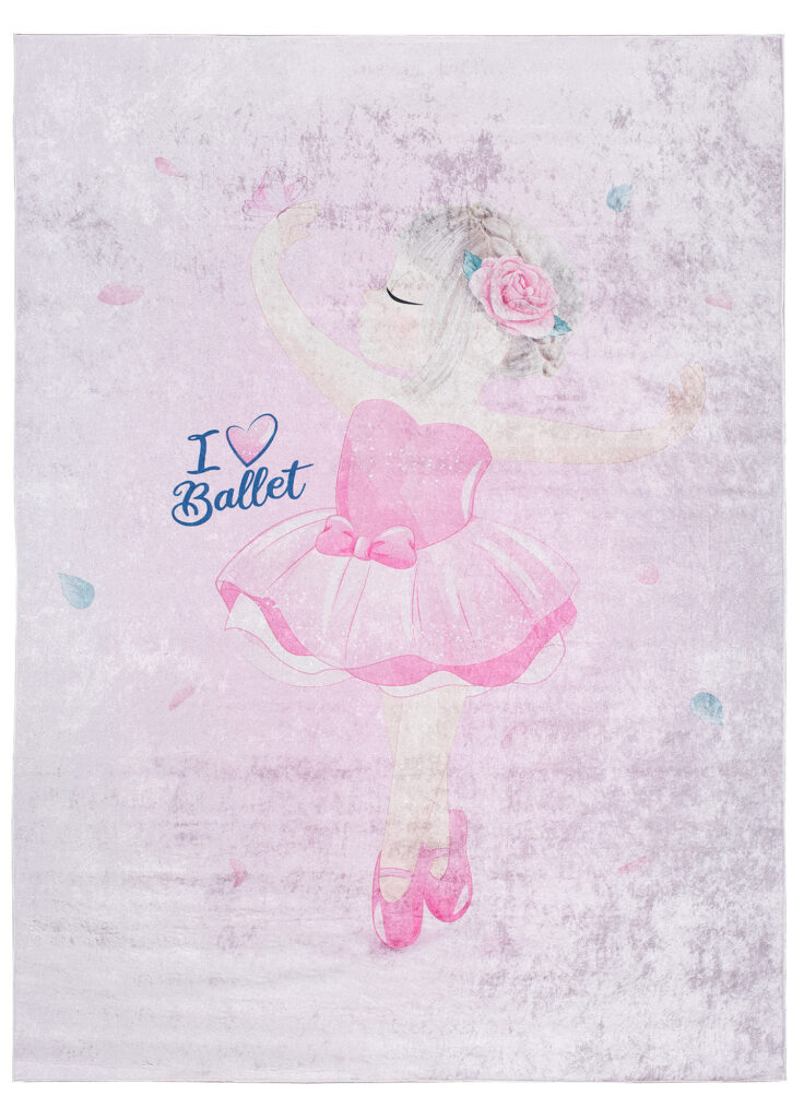 Teppich Emma Kinderzimmer Rutschfest Rosa Ballett
